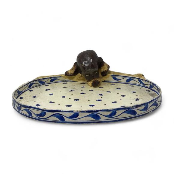 Vintage Paper Mache Bassett Hound Dog Valet Tray Hand Painted Folk Art Boho Rare - Picture 2 of 16